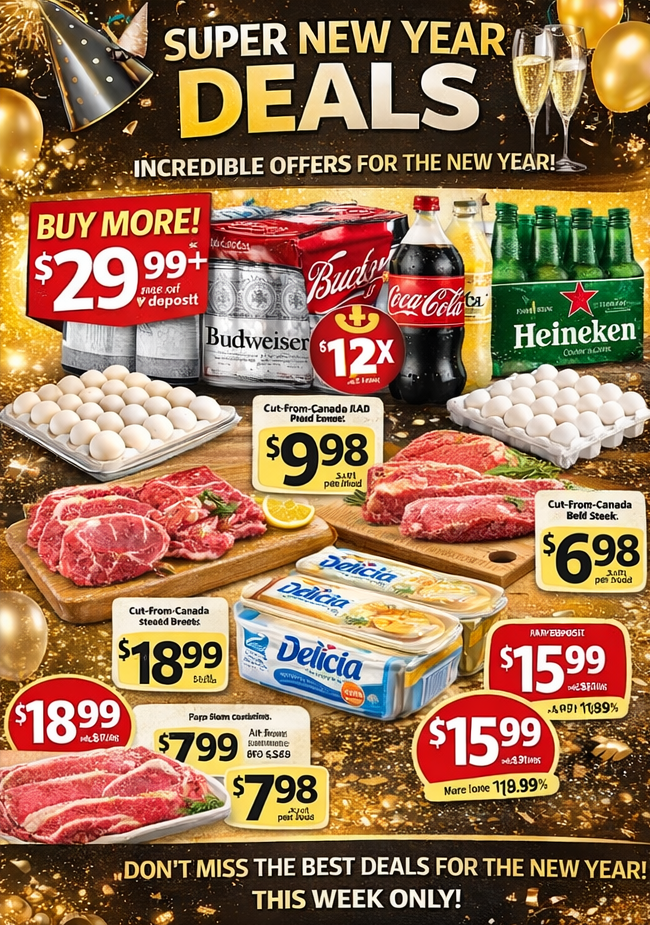 New Year 2026 Flyer - Produtos Alimentícios